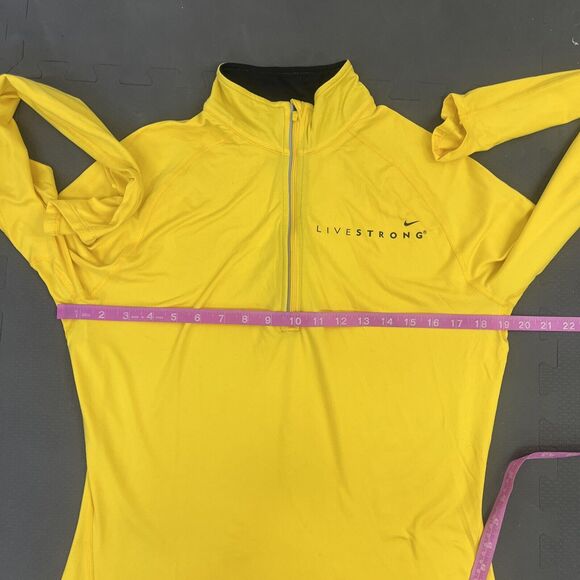 Nike Livestrong Womens 1/4 Zip Pullover Size Lg Yellow Athletic Stretch Shirt FS - Picture 10 of 11